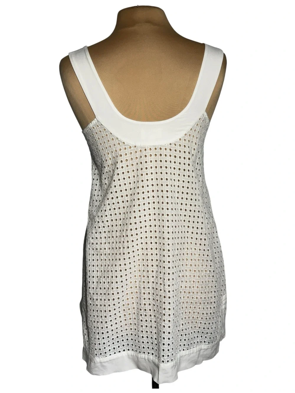 Shoshanna Swim White Eyelet V-Neck Dress Beach Cover Up tunic dress Size Small - Picture 3 of 6